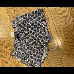 blue patterned shorts